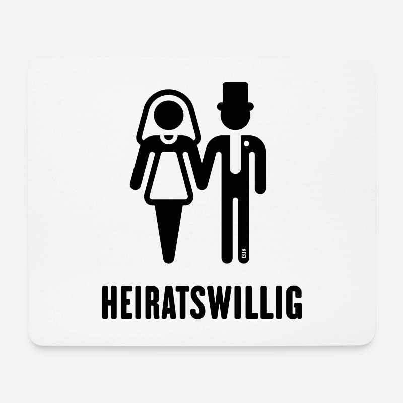 Heiratswillig (Bräutigam / Braut / JGA / Black) - Mousepad (Querformat) - Weiß