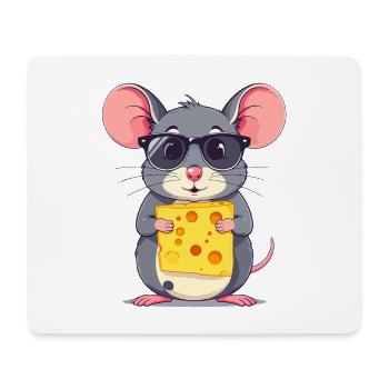 coole Käse Maus mit Sonnenbrille - Mousepad (Querformat) - Weiß - Vorne