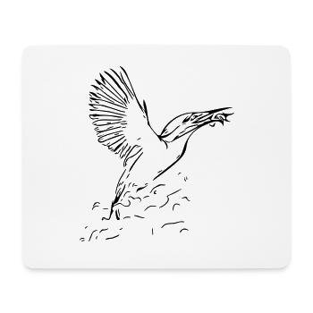 Eisvogel mit Fisch - Mousepad (Querformat) - Weiß - Vorne