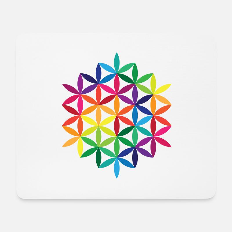 Regenbogenblume des Lebens 2 - Mousepad (Querformat) - Weiß