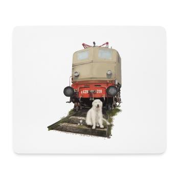 Golden Retriever mit Zug - Mousepad (Querformat) - Weiß - Vorne