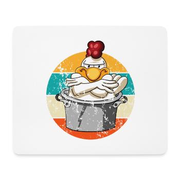 Vintage Retro Huhn Kochtopf - Mousepad (Querformat) - Weiß - Vorne