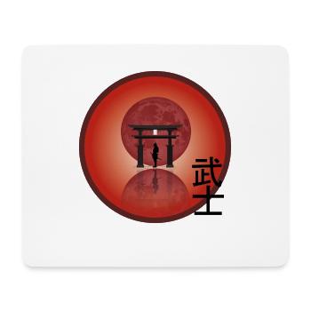 Samurai Roter Mond - Sonnenuntergang Samurai Design - Mousepad (Querformat) - Weiß - Vorne