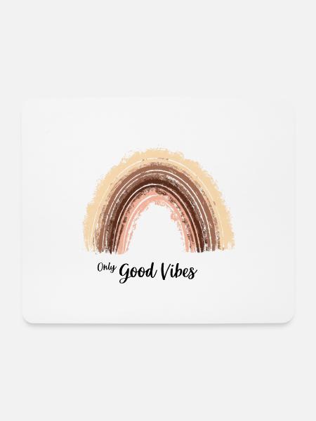 Only Good Vibes. Rainbow Geschenk Boho T-Shirt - Mousepad (Querformat) - Weiß