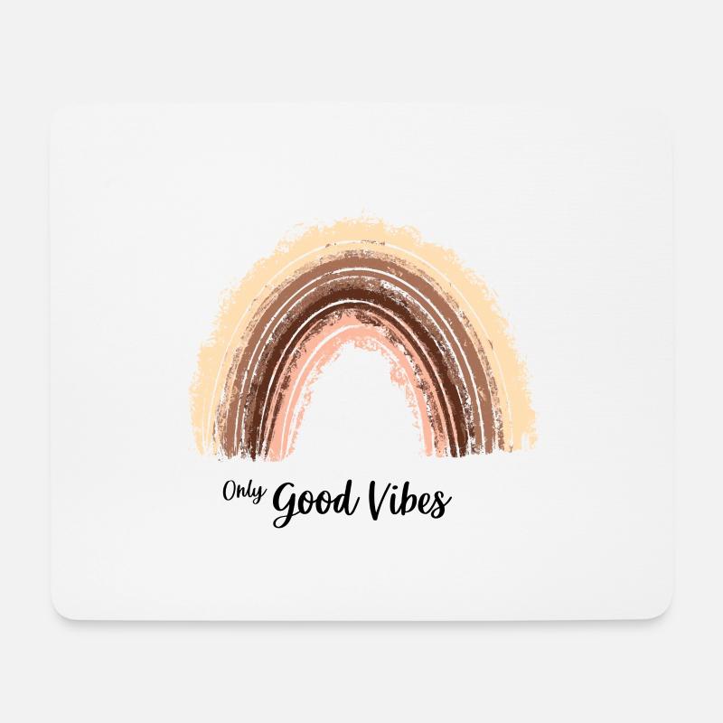 Only Good Vibes. Rainbow Geschenk Boho T-Shirt - Mousepad (Querformat) - Weiß