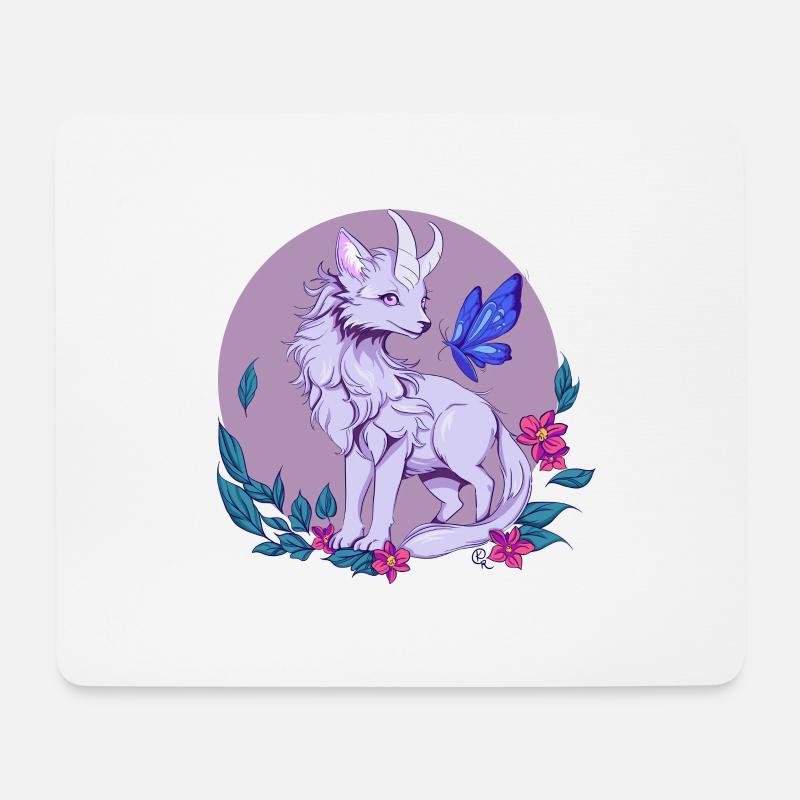 Renard fleuri - Tapis de souris (format paysage) - blanc