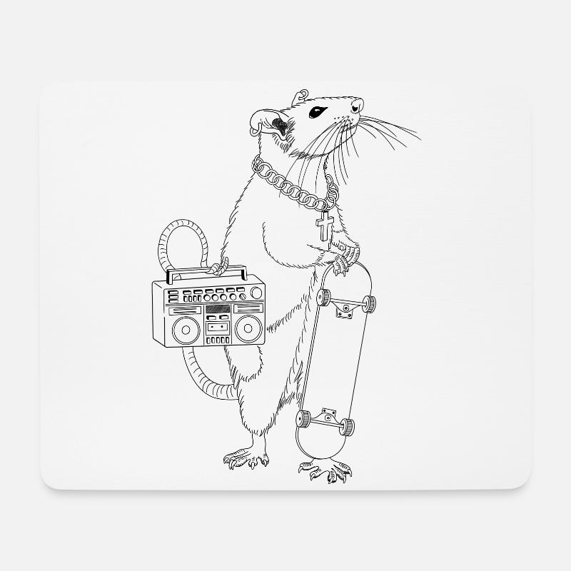 Skater Ratte Hip Hop Rap Skaterratte - Mousepad (Querformat) - Weiß
