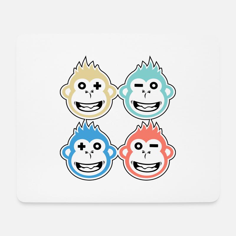 4 glückliche Affen - Mousepad (Querformat) - Weiß