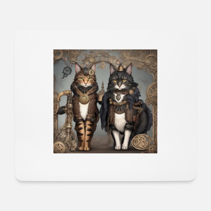 SteampunkCats - Mouse Pad (horizontal) - white