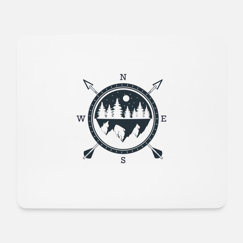 Kompass - Mousepad (Querformat) - Weiß
