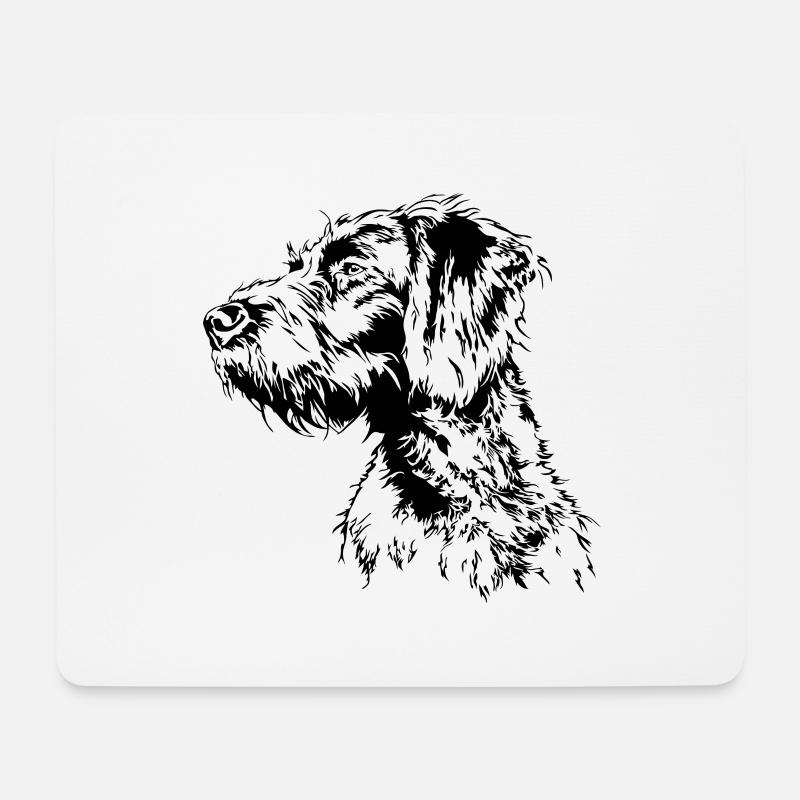 GERMAN WIRE HAIR Wilsigns Jagdhund chiens de chasse - Tapis de souris (format paysage) - blanc