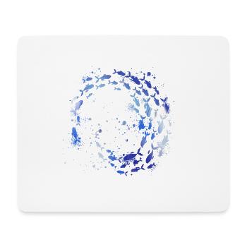Schools of fish,fish,painting,colorful,graffiti,blue - Mouse Pad (horizontal) - white - Front
