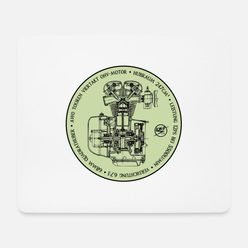 AWO Touren Motor hellgruen - Mousepad (Querformat) - Weiß