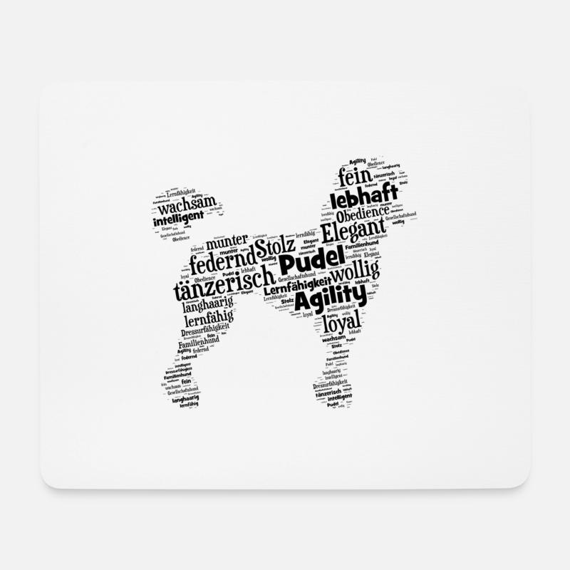 Pudel Charaktershirt Wordcloud - Mousepad (Querformat) - Weiß