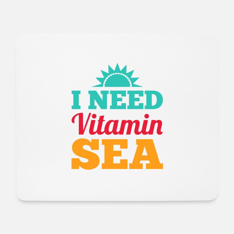 I NEED VITAMIN SEE - Beach Please Geschenk Meer - Mousepad (Querformat) - Weiß