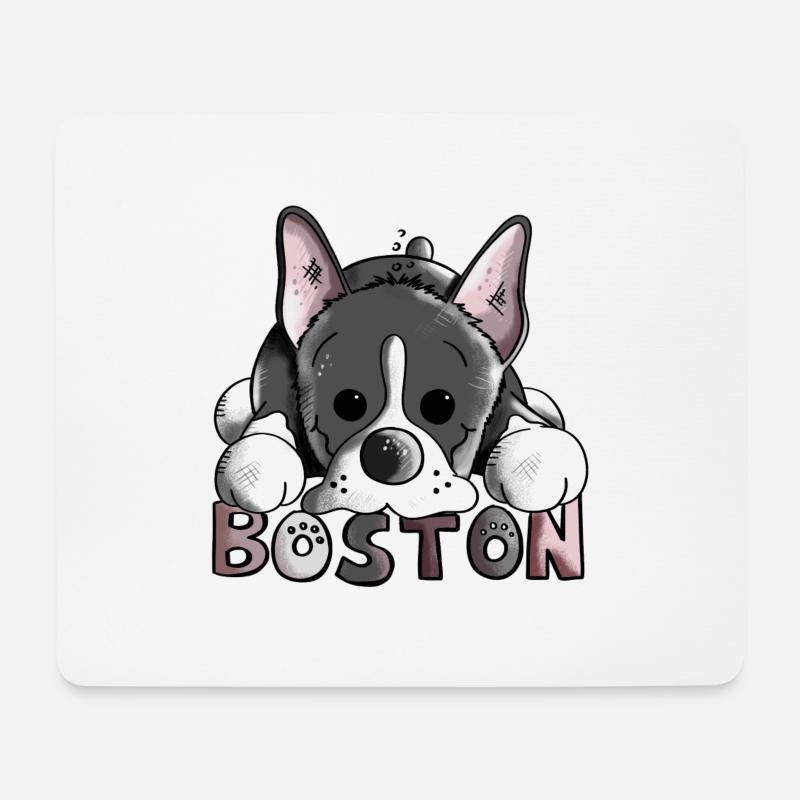 Brenda der Boston Terrier - Mousepad (Querformat) - Weiß