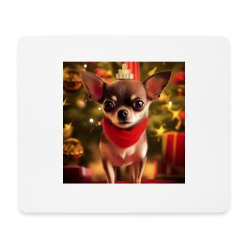 Chihuahua with Christmas crown and gifts - Mouse Pad (horizontal) - white - Front