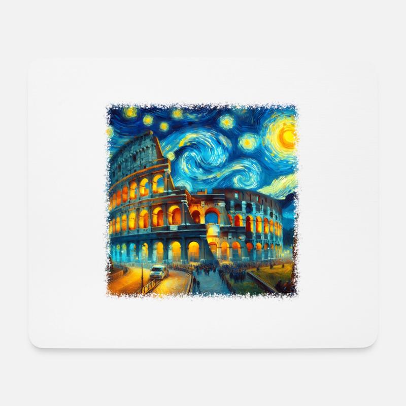 Van Gogh Kolosseum Sternennacht Stil - Mousepad (Querformat) - Weiß