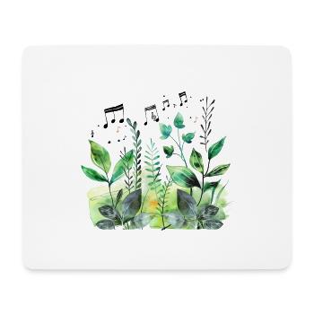 Plantes et musique - Impression de mode de haute qualité - Tapis de souris (format paysage) - blanc - Devant