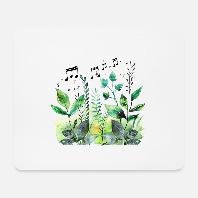 Pflanzen und Musik - hochwertiger Modedruck - Mousepad (Querformat) - Weiß