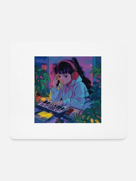Pflanzen und Musik - hochwertiger Modedruck - Mousepad (Querformat) - Weiß