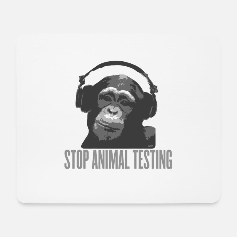 DJ MONKEY stop animal testing by wam - Mousepad (Querformat) - Weiß