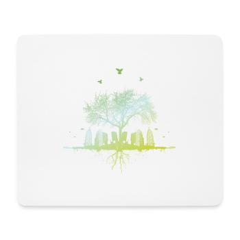 citytree / Natur Stadt urban Baum Wald Vögel vegan - Mousepad (Querformat) - Weiß - Vorne