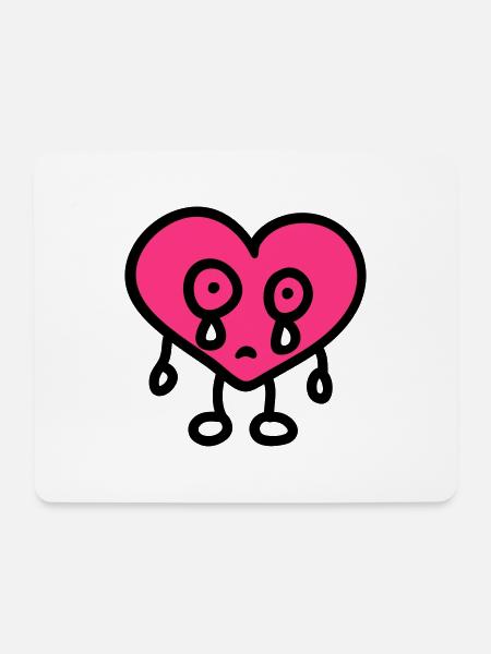 weinendes Herz - Mousepad (Querformat) - Weiß