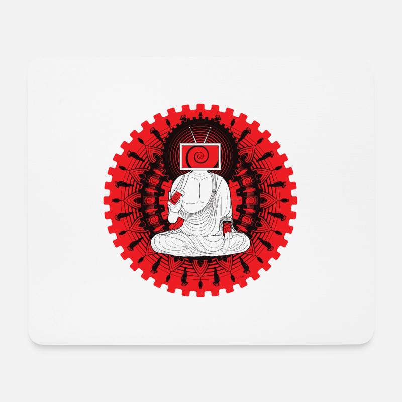 Manipulated Buddha - Mousepad (Querformat) - Weiß