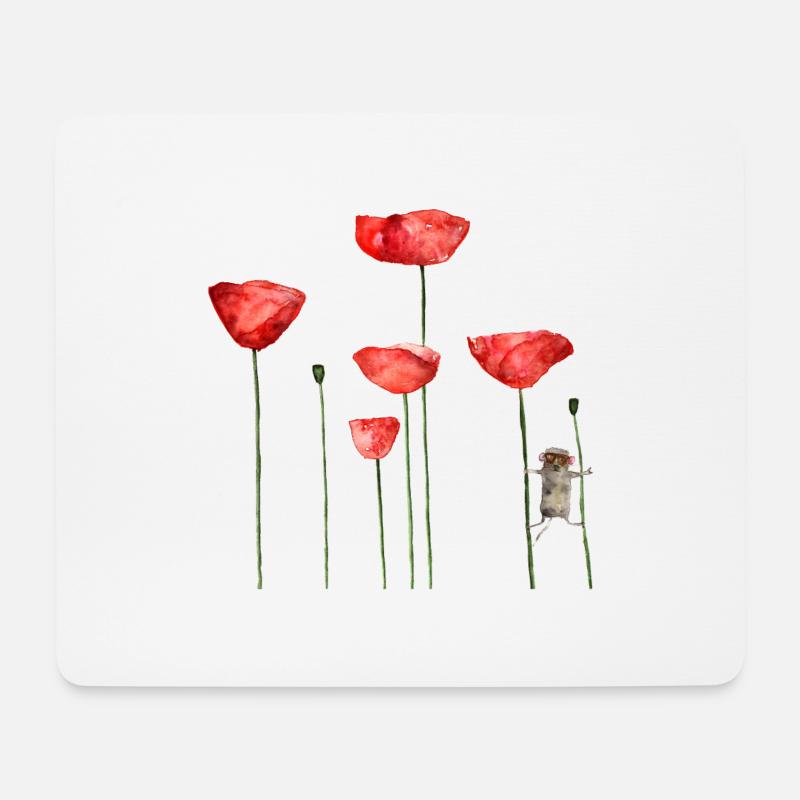 Maus Mohn Tier Sommer witzig frech - Mousepad (Querformat) - Weiß