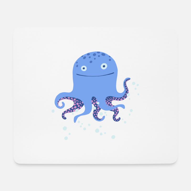 Krake blau - Mousepad (Querformat) - Weiß