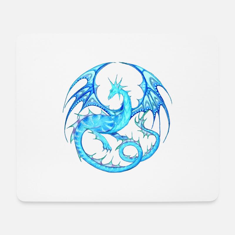 Drachenmandala_Eisdrache - Mousepad (Querformat) - Weiß
