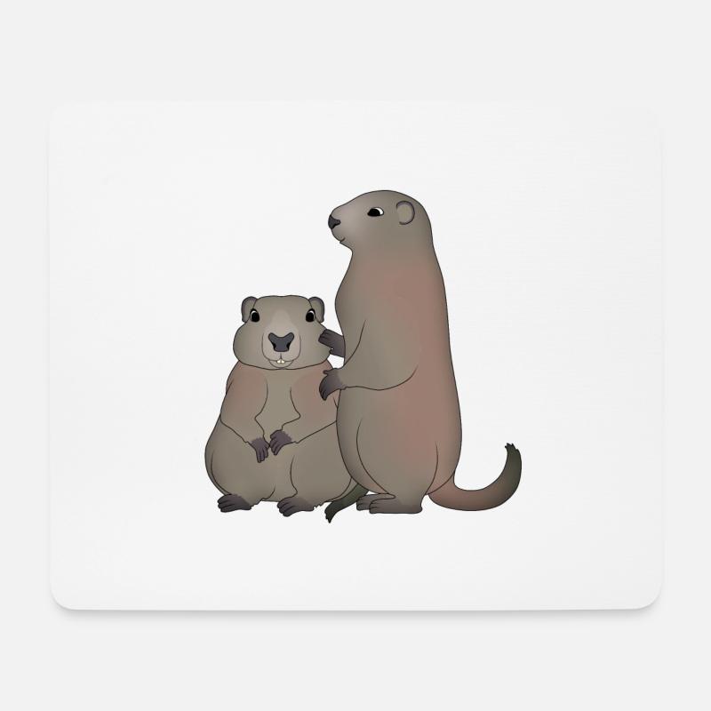 Zwei Murmeltiere - Mousepad (Querformat) - Weiß