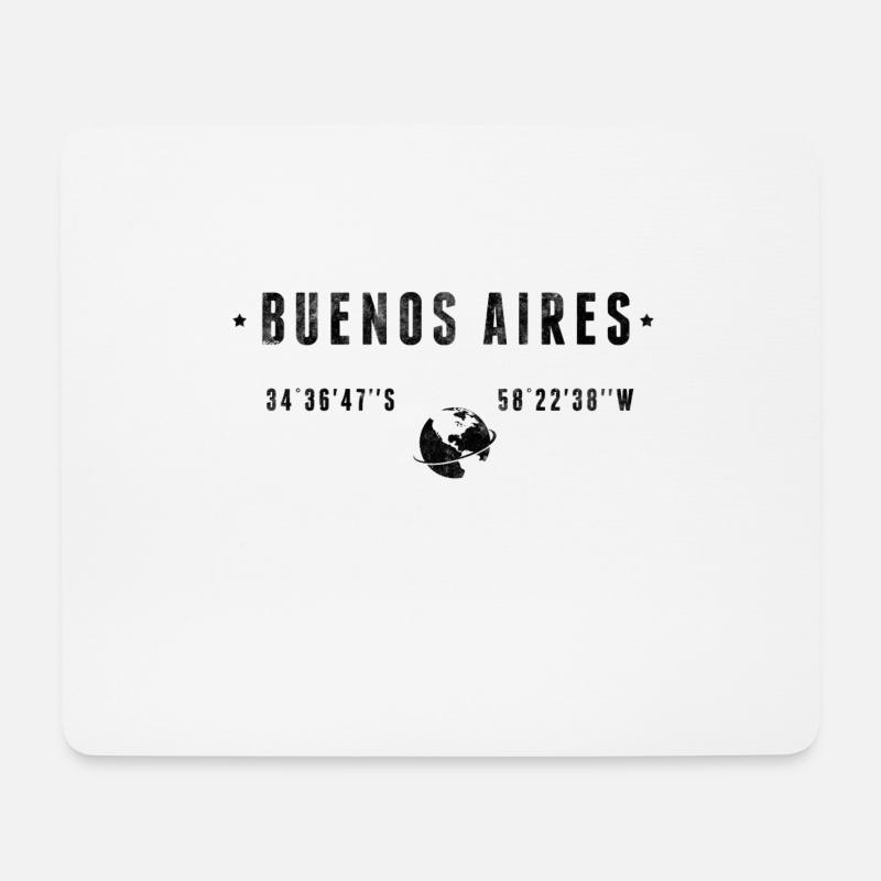 Buenos Aires Coordonnées Géographiques Stylisées - Tapis de souris (format paysage) - blanc
