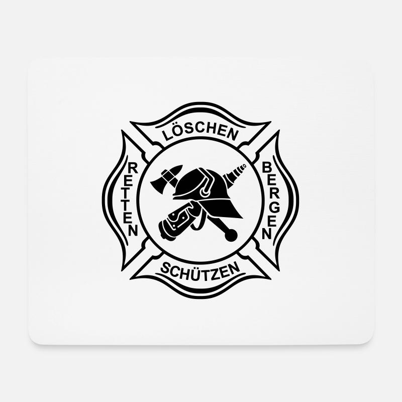 Feuerwehr Logo Kreuz 1 Umriss - Mousepad (Querformat) - Weiß