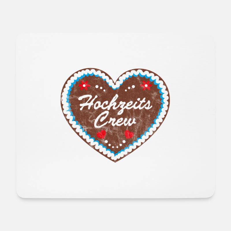 Lebkuchenherz "Hochzeits-Crew" grunge look - Mousepad (Querformat) - Weiß