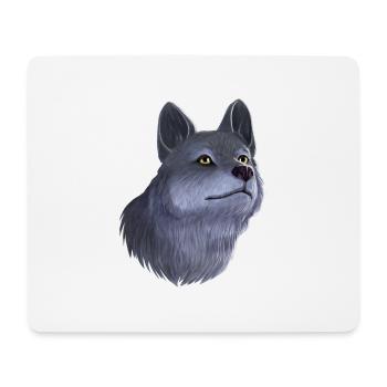 Wolf Porträt - Mousepad (Querformat) - Weiß - Vorne