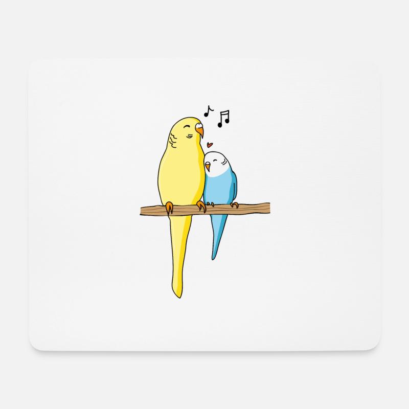 Wellensittich Vogel Sittich singen Geschenk - Mousepad (Querformat) - Weiß