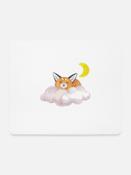 Sleeping cat cloud moon night gift - Mouse Pad (horizontal) - white