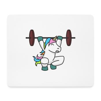 Licorne haltérophile cadeau gym fitness poids - Tapis de souris (format paysage) - blanc - Devant
