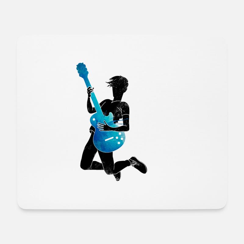 Musician Blue Black Guitar - Mouse Pad (horizontal) - white