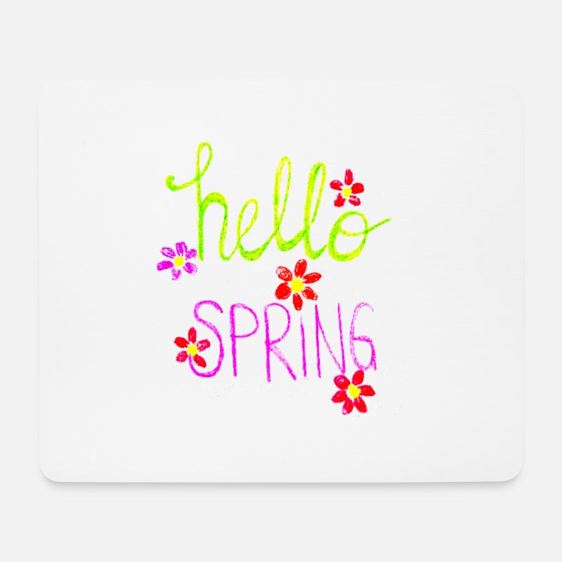 Hello Spring Springtime I love Spring Frühling - Mousepad (Querformat) - Weiß
