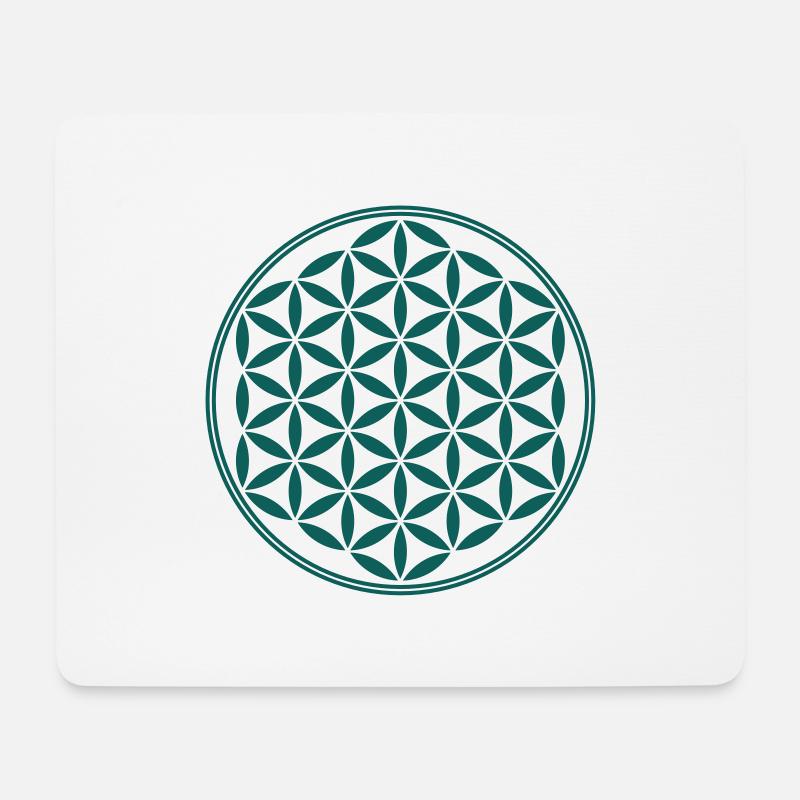 Blume des Lebens, Heilige Geometrie, Lebensblume - Mousepad (Querformat) - Weiß