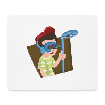 Schatzsucher bei Nacht mit dem Metalldetektor - Mousepad (Querformat) - Weiß - Vorne