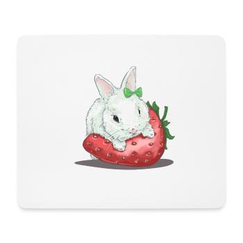 Sweet hare on strawberry - Mouse Pad (horizontal) - white - Front