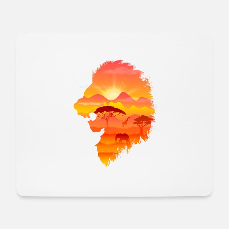 Löwe König der Savanne - Mousepad (Querformat) - Weiß