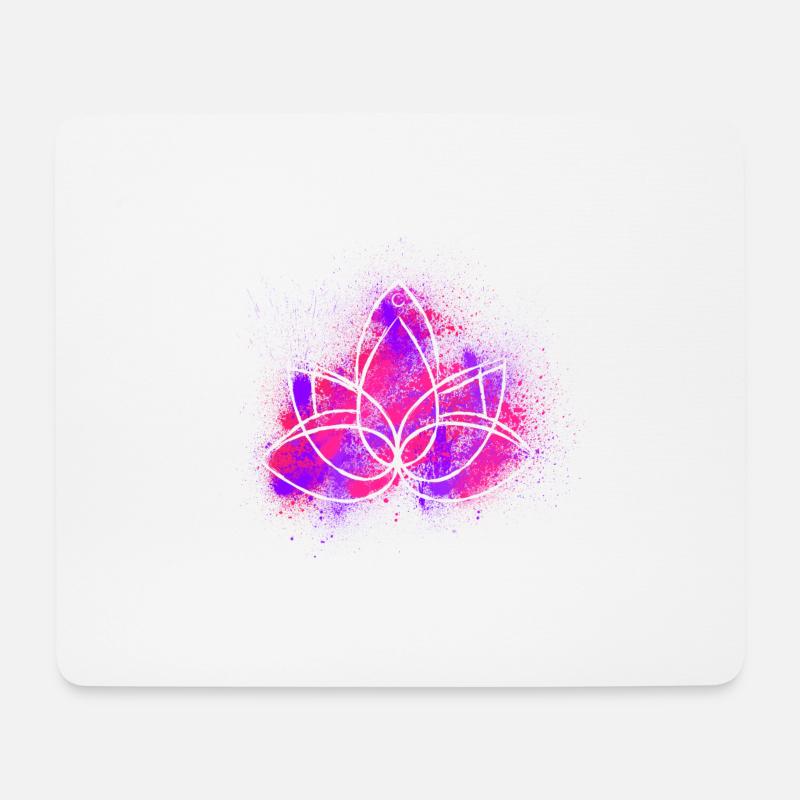 Lotusblume Lila Rot Puder - Mousepad (Querformat) - Weiß