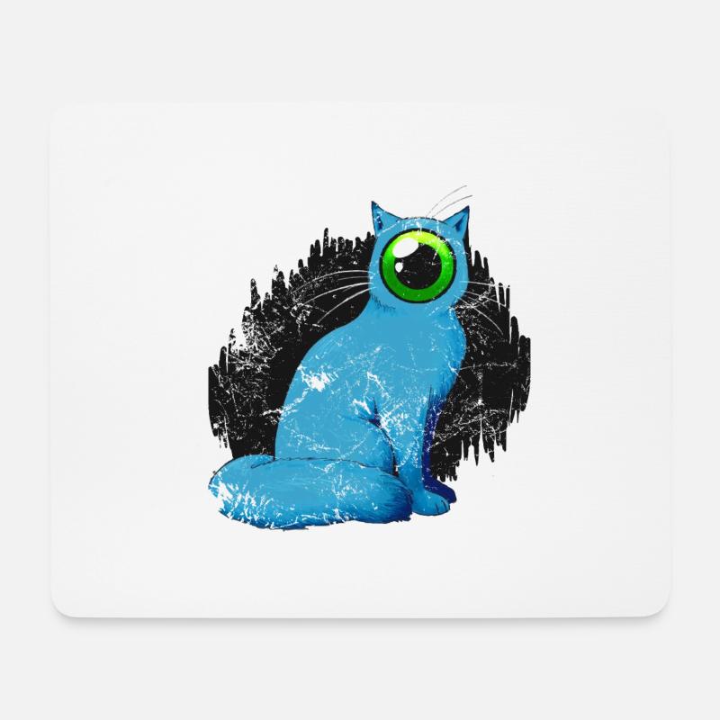 Cyclops cat Weird - Mouse Pad (horizontal) - white
