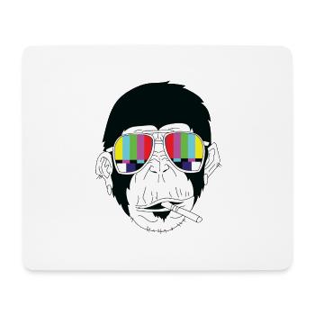 Affe - Gorilla - Zigarette - Sonnenbrille - Mousepad (Querformat) - Weiß - Vorne