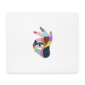 Eye looks through a hand in pop art style - Mouse Pad (horizontal) - white - Front